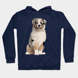 Blue Merle Australian Shepherd Puppy Drawing Hoodie